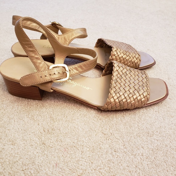 gold weave sandals